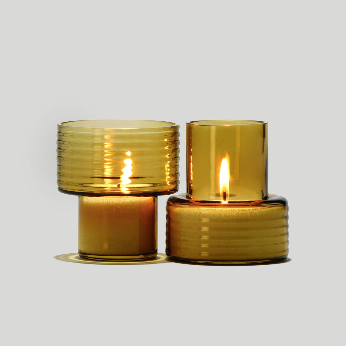 Conjunto de 3 Castiçais em vidro GLOW TOGETHER em Mostarda