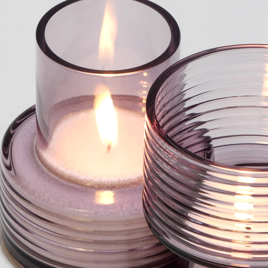 Conjunto de 2 Castiçais em vidro GLOW TOGETHER em Violeta Noite