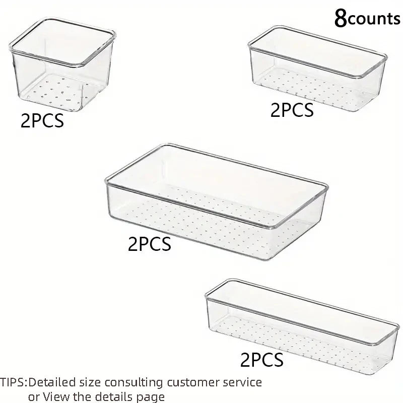 Clear Drawer Organizers Set Plastic Storage Bins