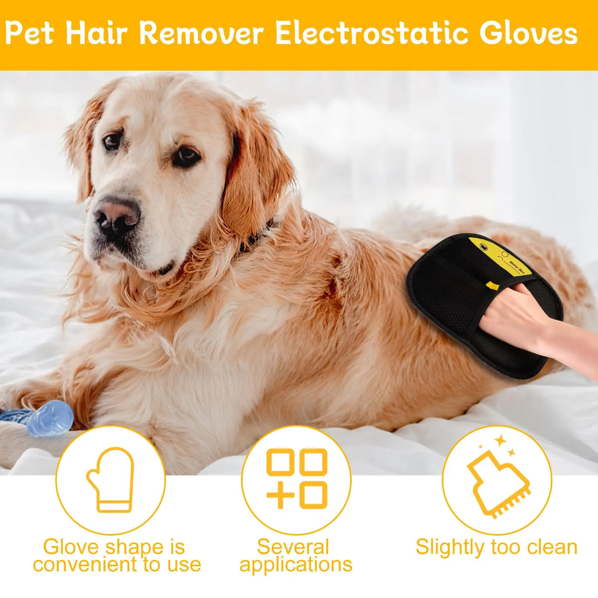 Electrostatic Pet Hair Remover Glove Grooming Cleaning Mitt