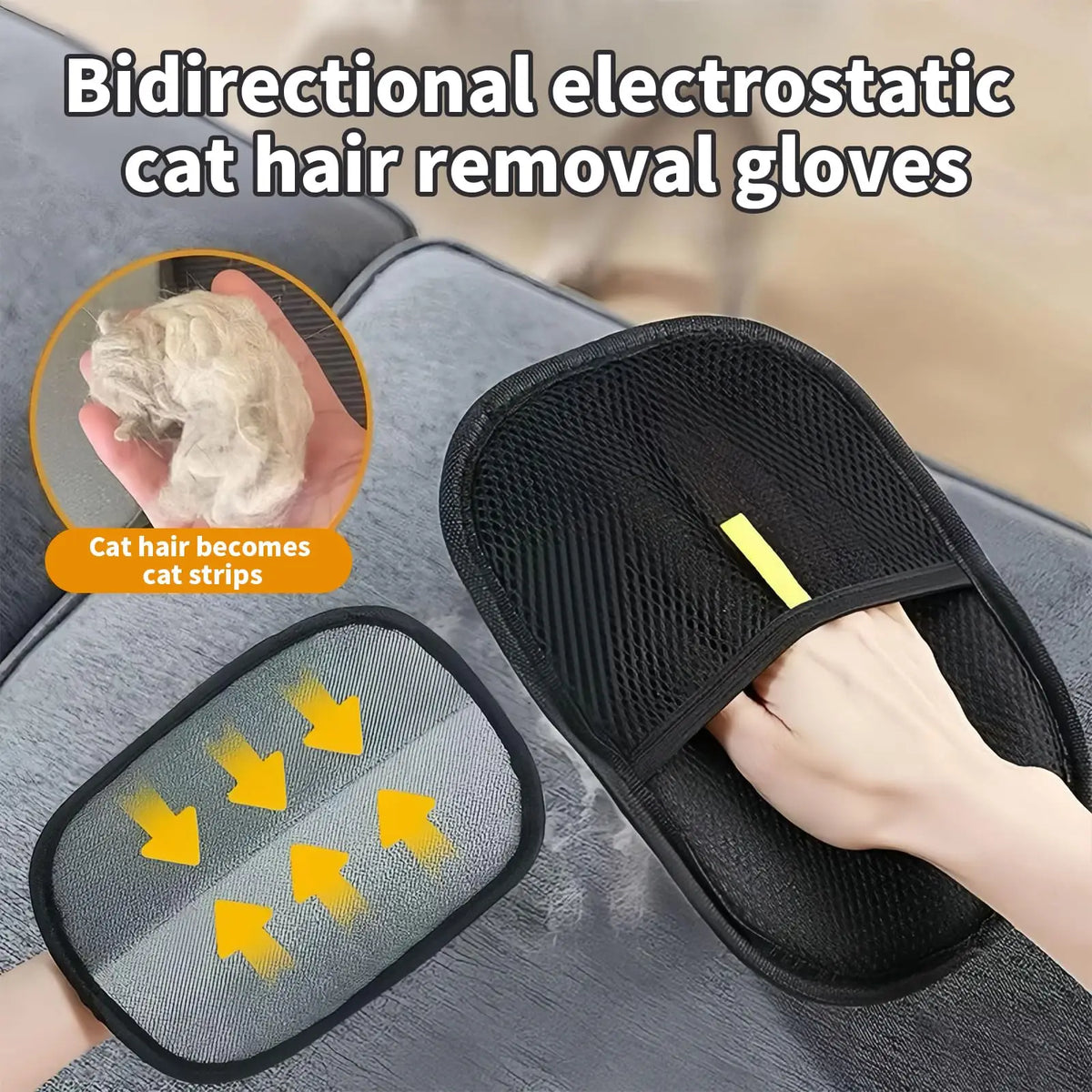 Electrostatic Pet Hair Remover Glove Grooming Cleaning Mitt