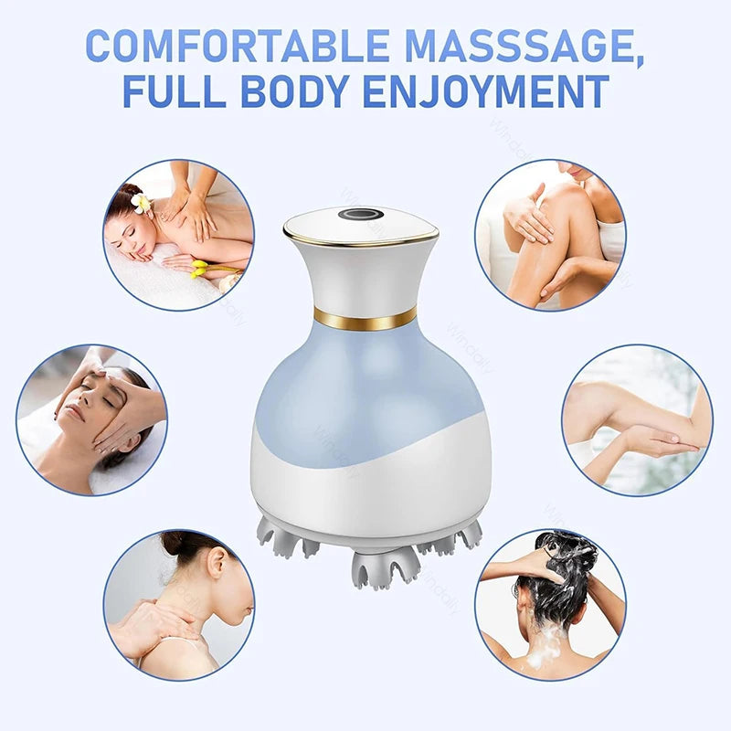 Electric Cordless Scalp Massager 4 Kneading Heads Rechargeable