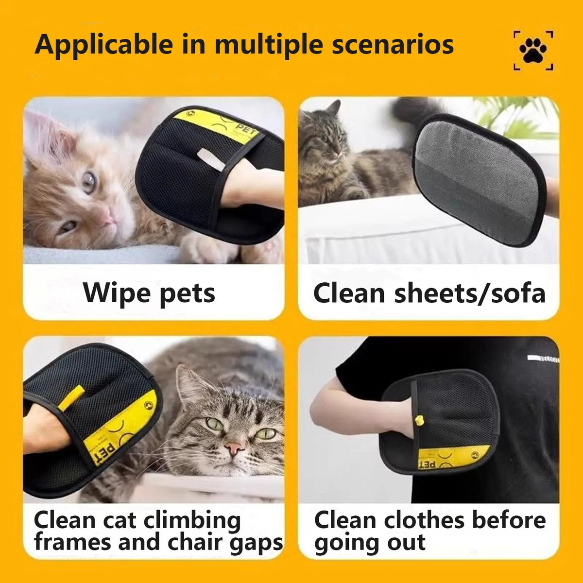 Electrostatic Pet Hair Remover Glove Grooming Cleaning Mitt