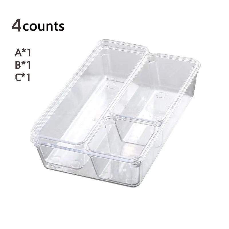 Clear Drawer Organizers Set Plastic Storage Bins