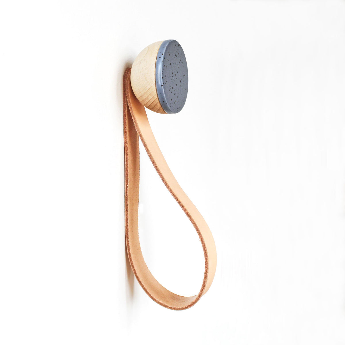 Round Beech Wood & Ceramic Wall Hook