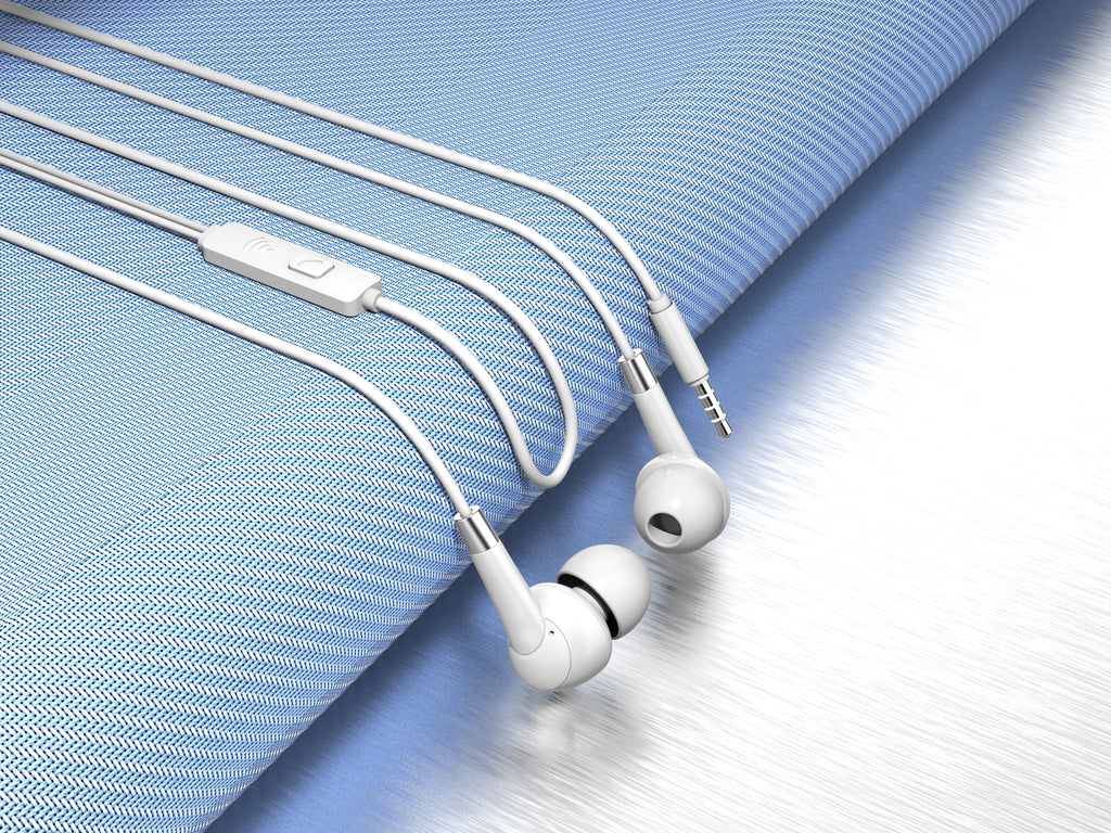 Techancy Auscultadores Intra-Auriculares Com Fios Brancos