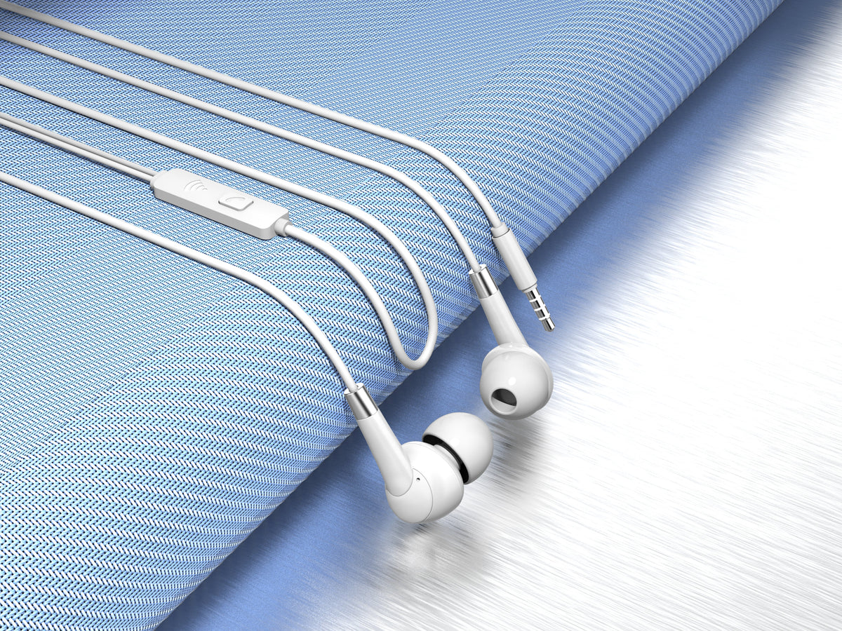 Techancy Auscultadores Intra-Auriculares Com Fios Brancos