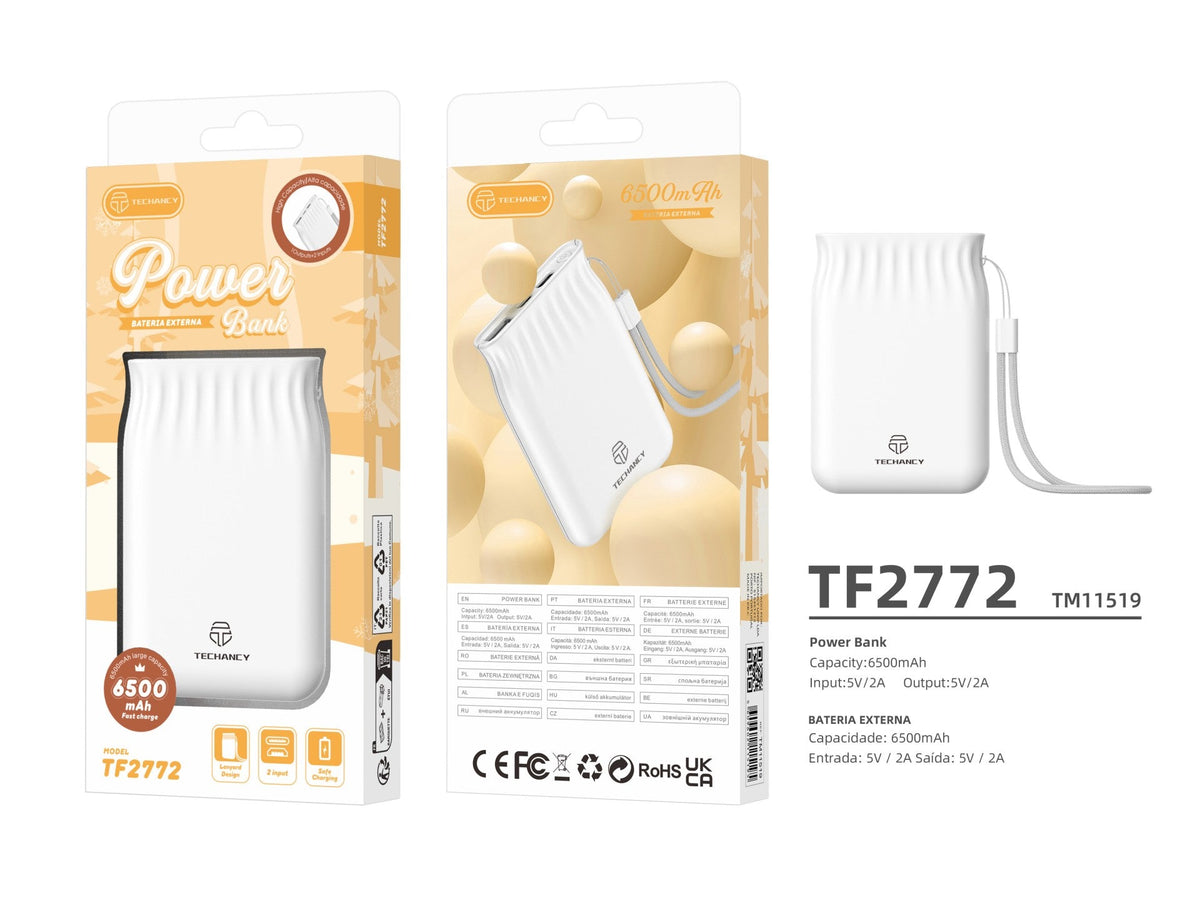 Techancy 6500mah Power Bank Branco