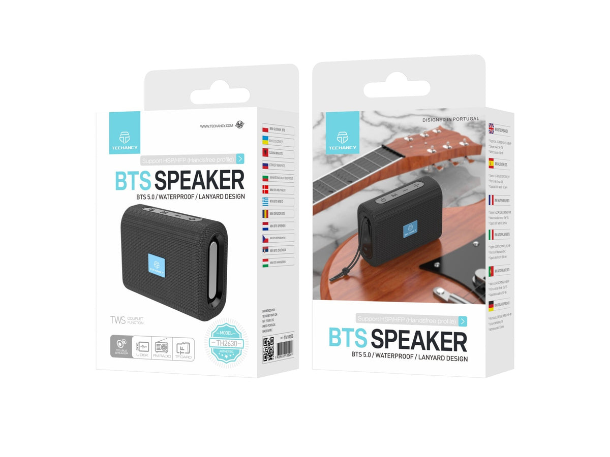 Techancy Mini Altifalante Sem Fios Preto