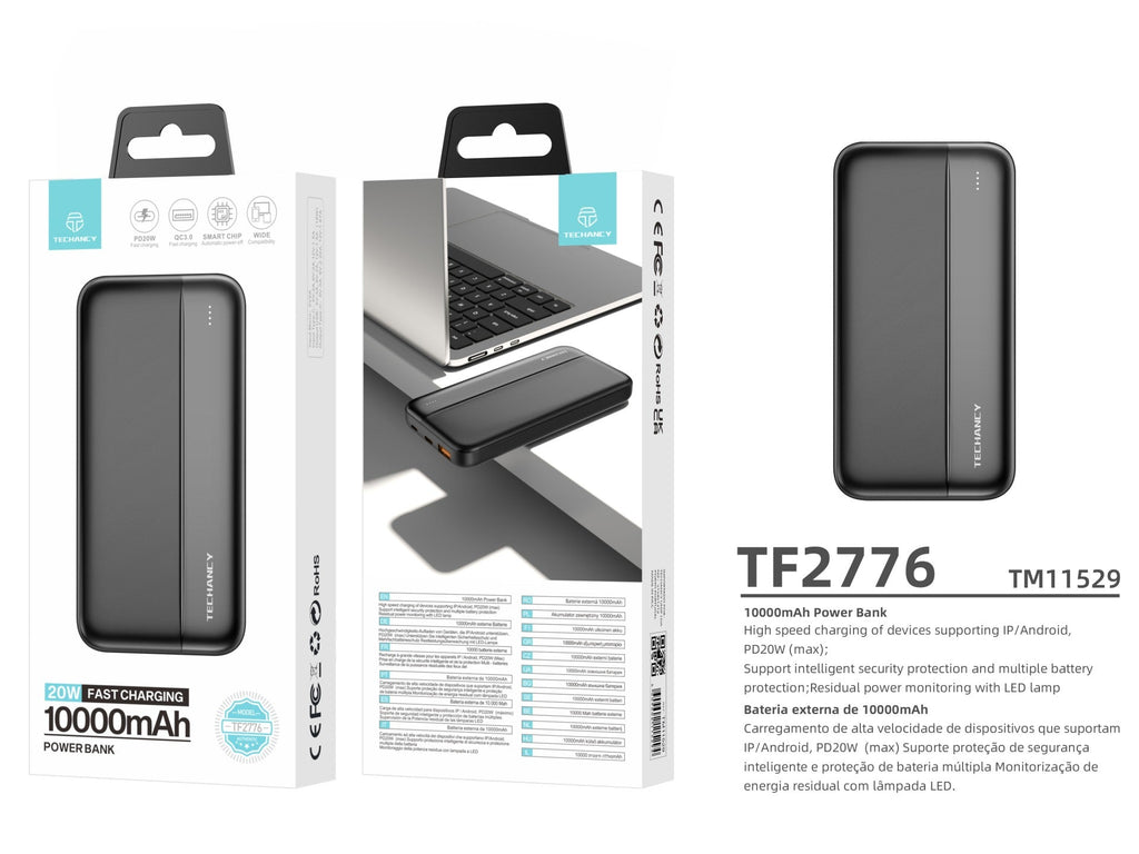 Techancy Power Bank 10000mah Preto