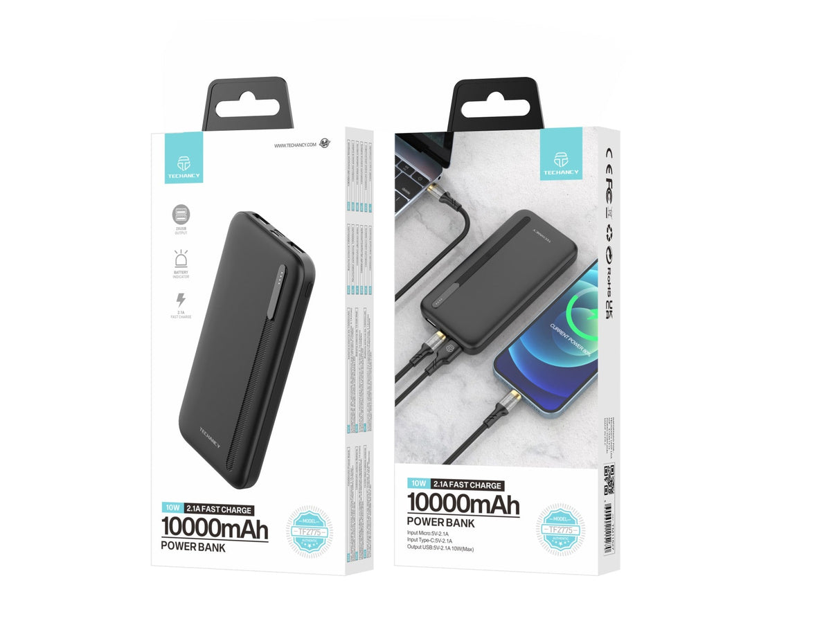 Techancy Power Bank 10000mah Preto