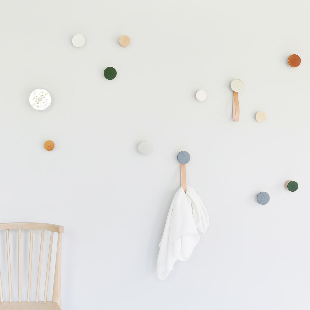 Round Beech Wood & Ceramic Wall Hook
