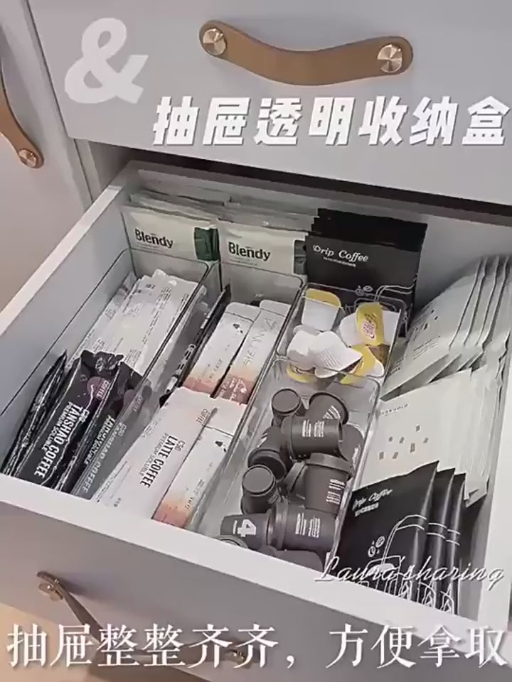 Clear Drawer Organizers Set Plastic Storage Bins